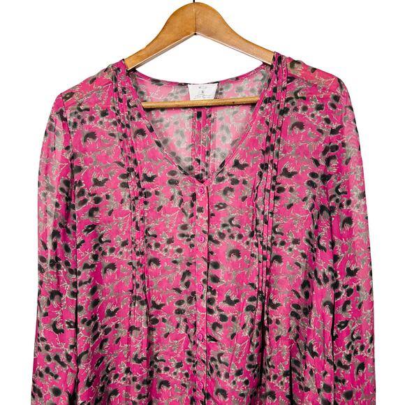 Pins & Needles x Anthropologie Semi Sheer Button Up Shirt Mauve - M - Picture 2 of 5